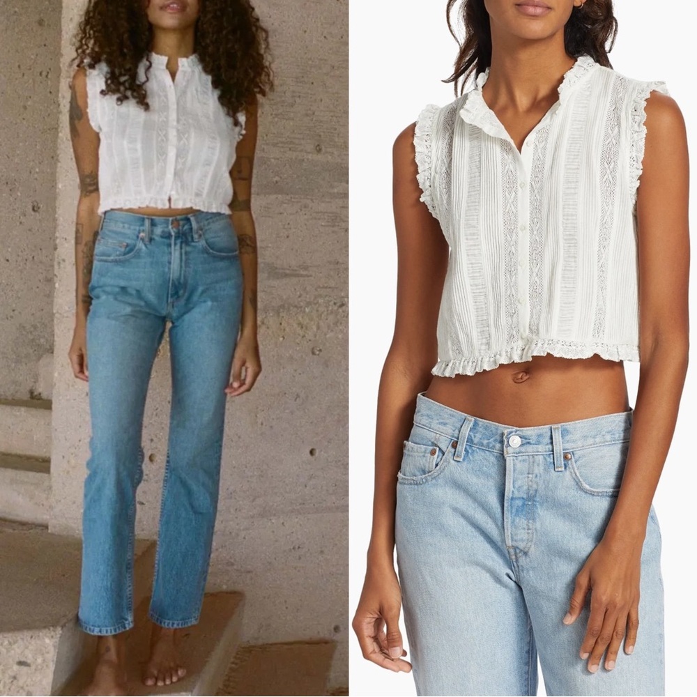 Doen Hallie Lace Crop Top - Salt